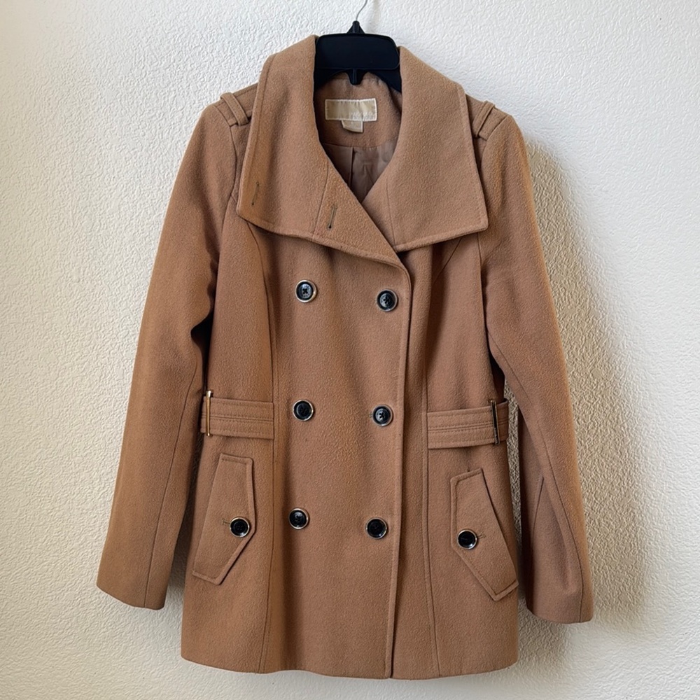 Michael Kors Elegant Tan Double-Breasted Women's Coat